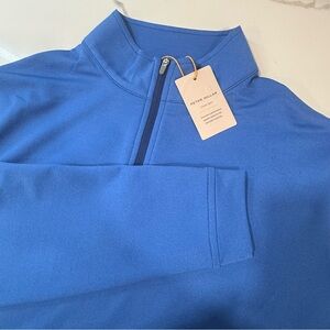 Peter Millar Crown Performance Mens Medium Blue Golf 1/4 Zip Pullover NEW